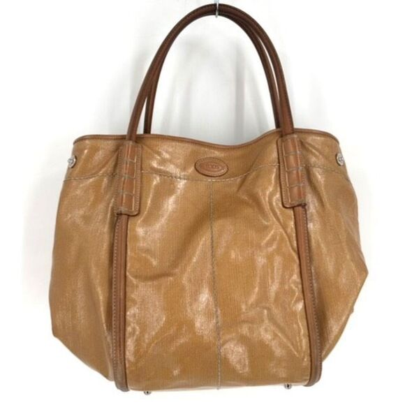 Tod's Womens Cowhide Calf Leather Shade Shopping Media Shoulder Tote Bag Brown - Picture 1 of 16